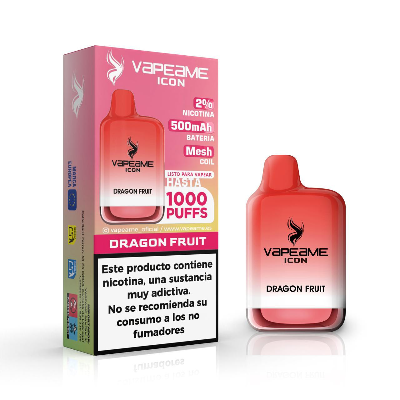 Compra ahora ICON Dragon Fruit 2% nicotina vaper desechable en nuestra tienda online de vapers Vapeame