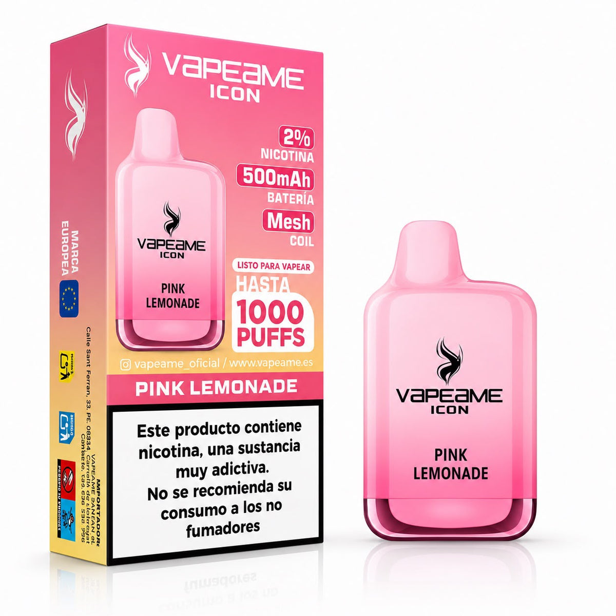 ICON Pink Lemonade – Vaper 2% Nicotina 1000 caladas