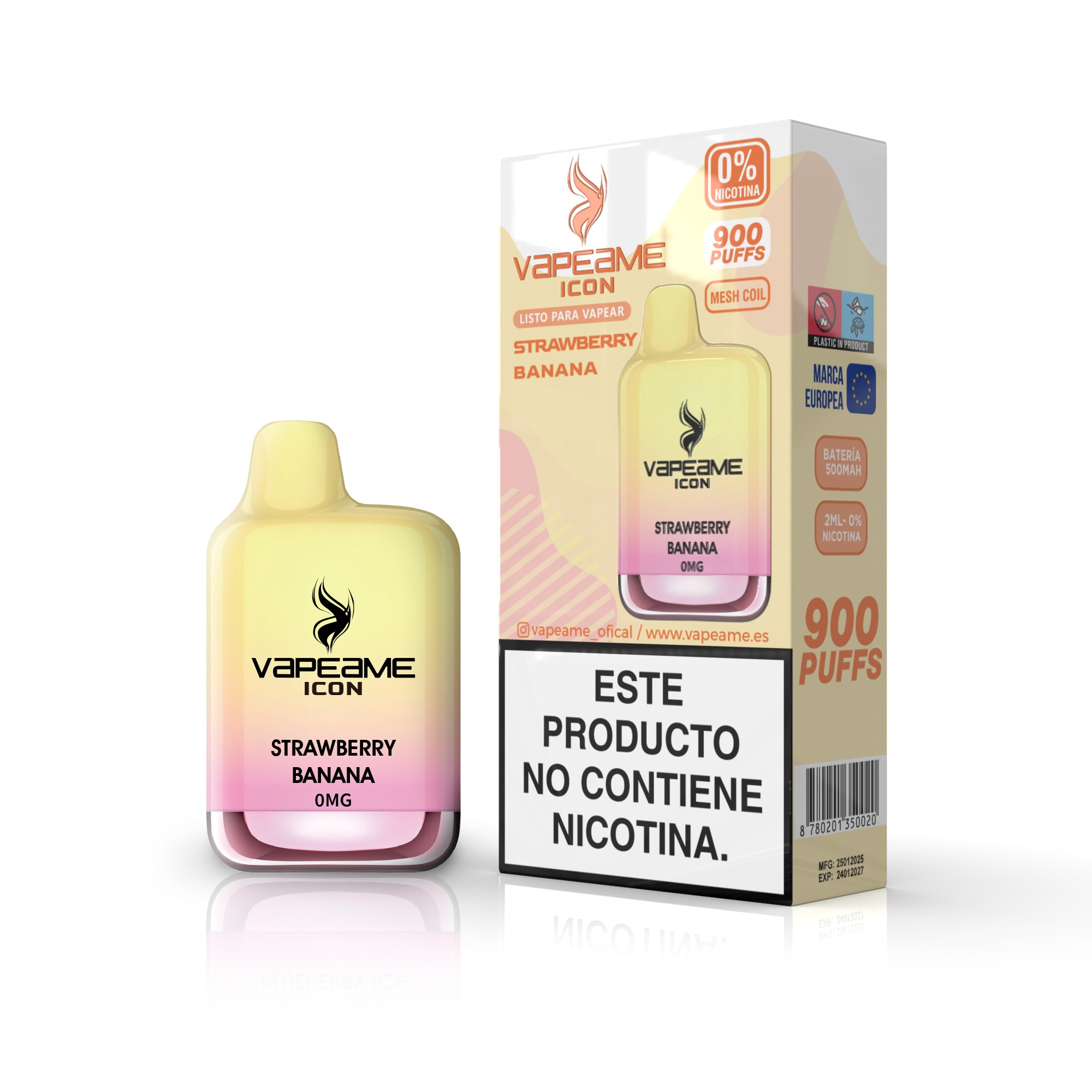 Compra tu ICON Strawberry Banana sin nicotina vaper desechable en nuestra tienda online de vapers Vapeame
