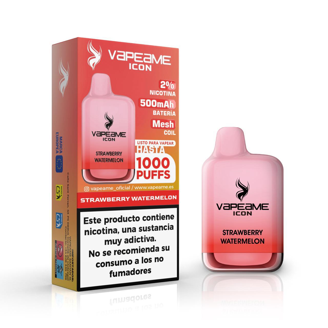 Compra ahora ICON Strawberry Watermelon 2% nicotina vaper desechable en nuestra tienda online de vapers Vapeame