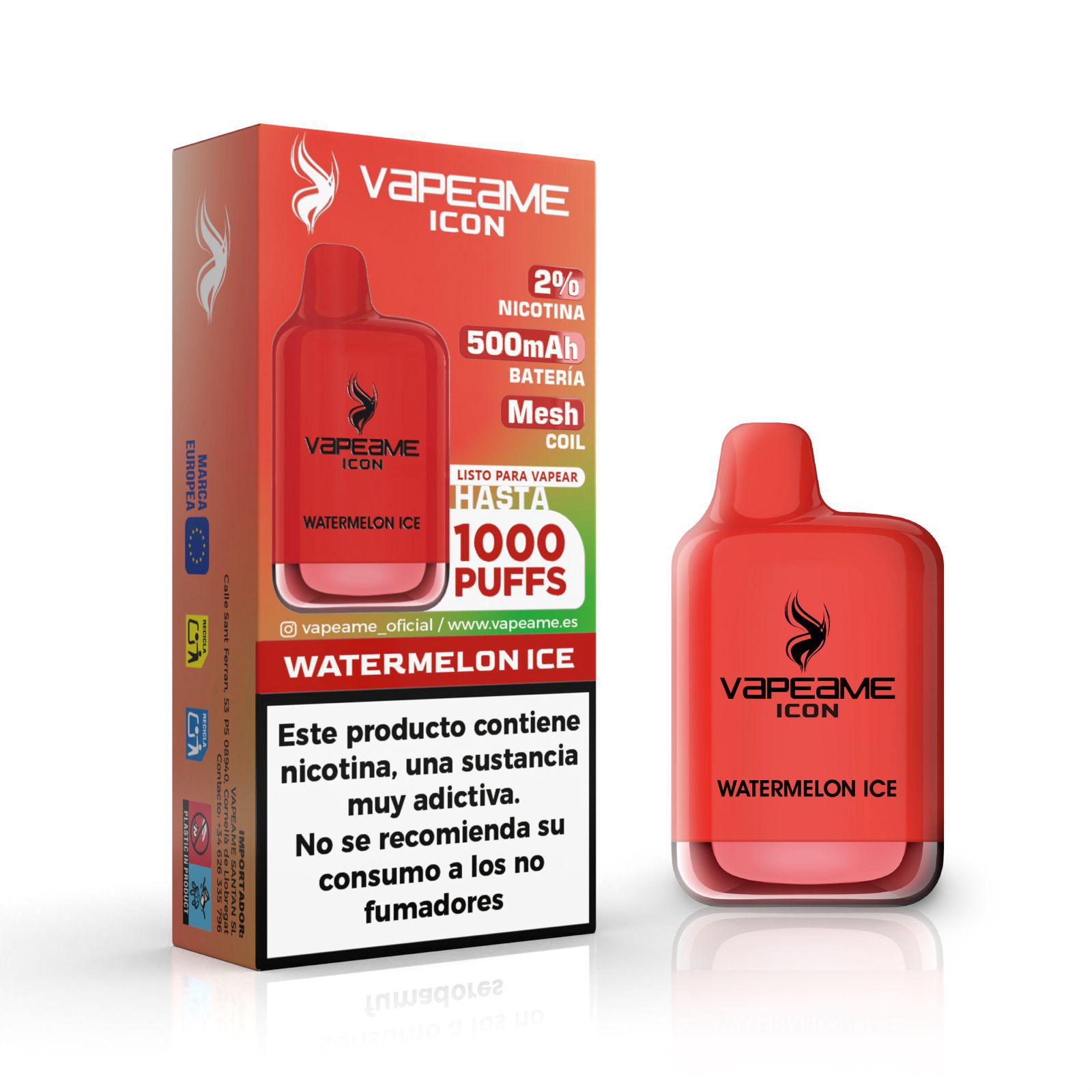 Compra ahora ICON Watermelon Ice 2% nicotina vaper desechable en nuestra tienda online de vapers Vapeame