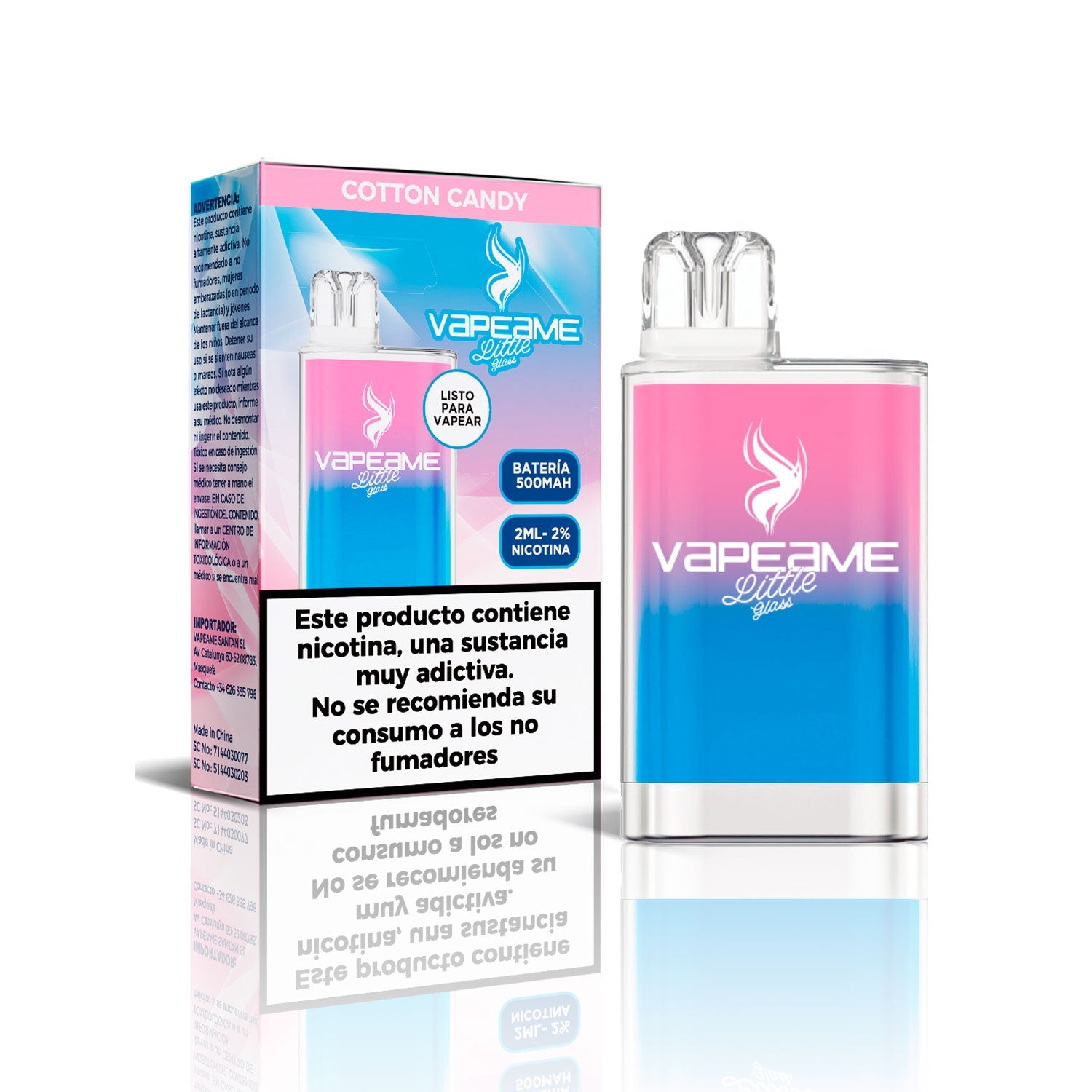 Little Glass Cotton Candy – Vaper desechable 800 caladas 2% nicotina