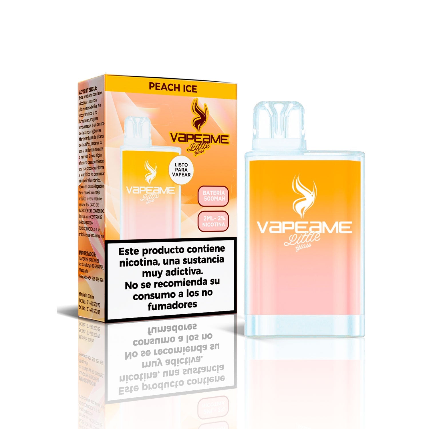 Little Glass Peach Ice – Vaper desechable 800 caladas 2% nicotina