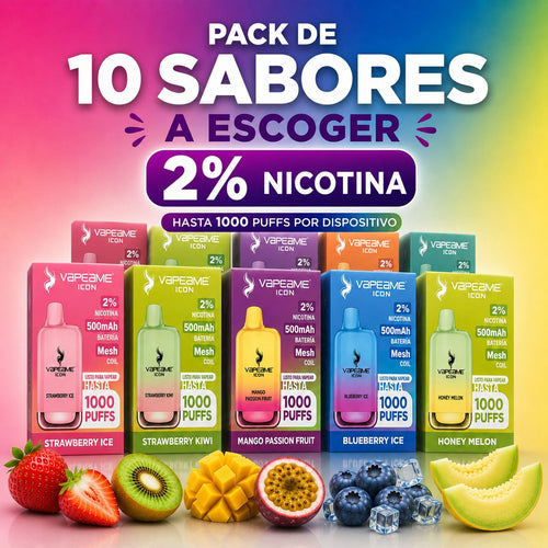 Compra ahora tu pack de 10 vapers desechables a escoger con nicotina