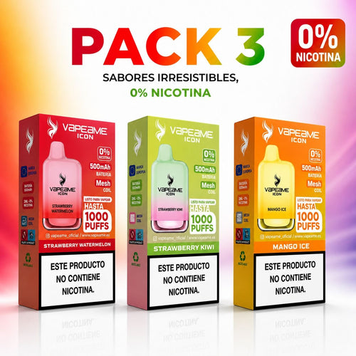 Compra ahora y ahorra con el pack de 3 vapers desechables sin nicotina