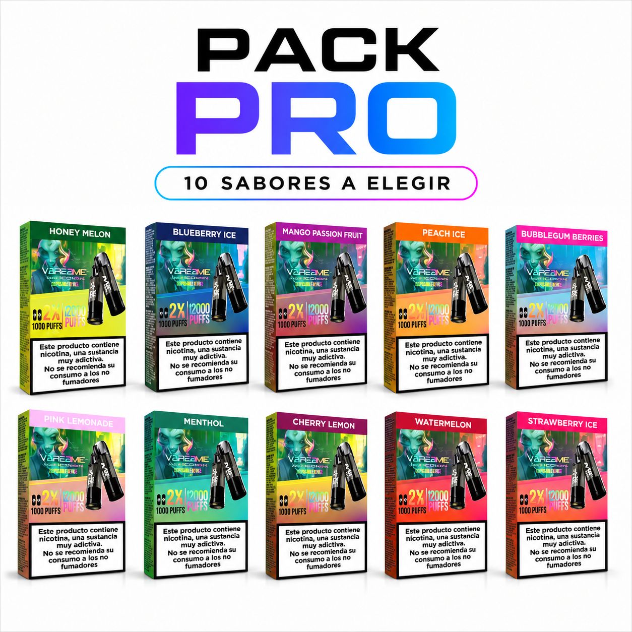 Compra ahora tu pack de 10 capsulas doble a escoger para tu vaper recargable