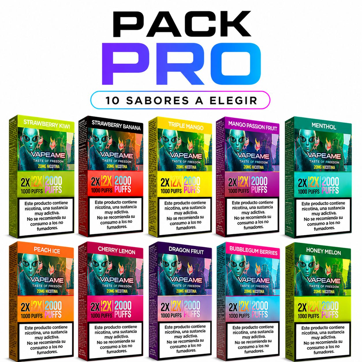 Compra ahora tu pack de 10 capsulas doble a escoger para tu vaper recargable