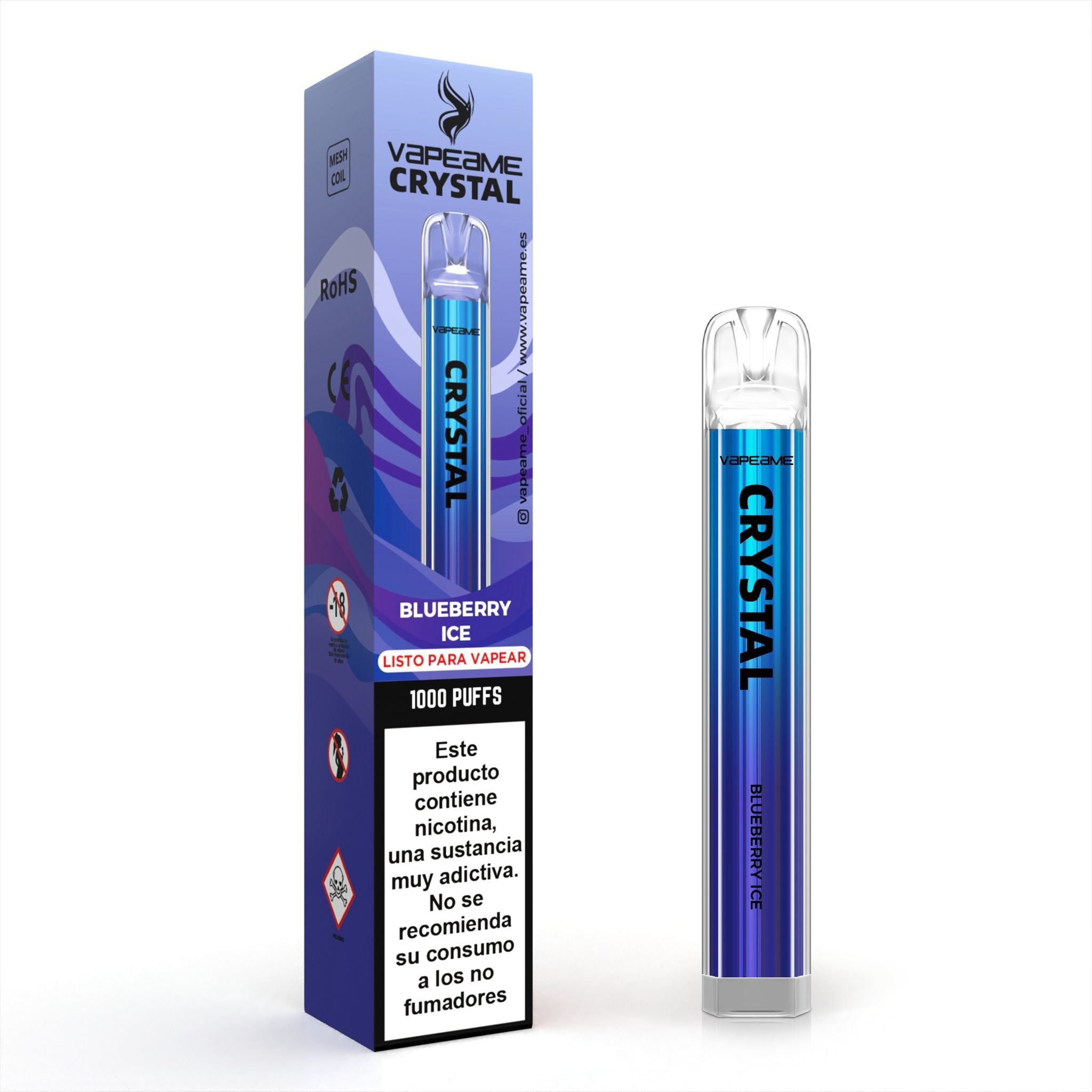 Comprar vaper desechable Crystal sabor Blueberry Ice con 1000 caladas en vapeame con envío en 24h