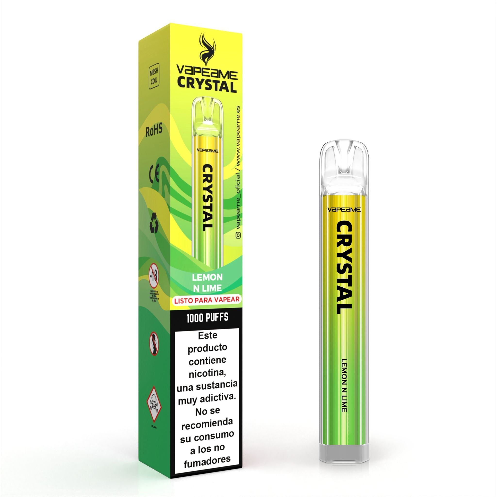 Comprar vaper desechable Crystal sabor Lemon Lime con 1000 caladas en vapeame con envío en 24h