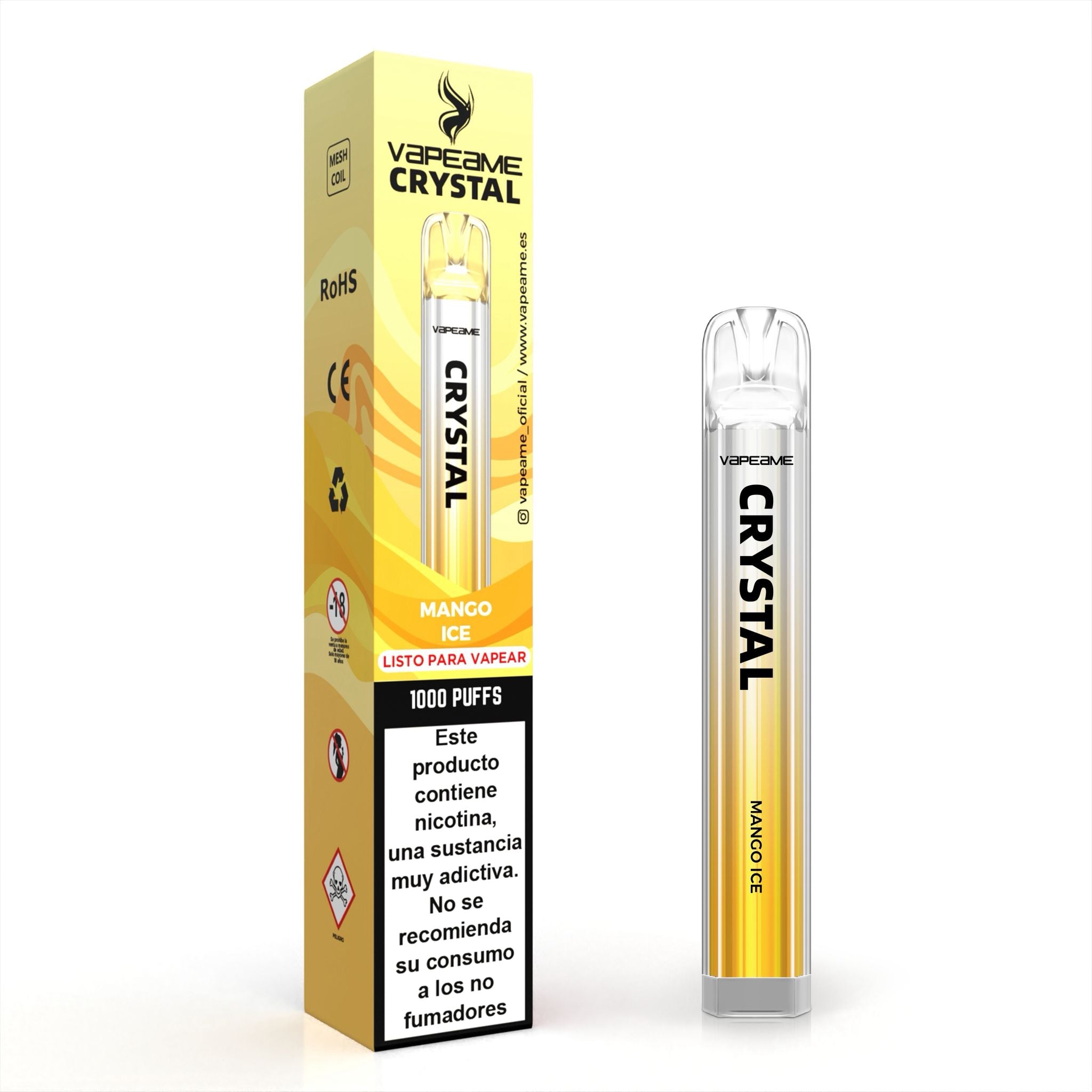 Comprar vaper desechable Crystal sabor Mango Ice con 1000 caladas en vapeame con envío en 24h