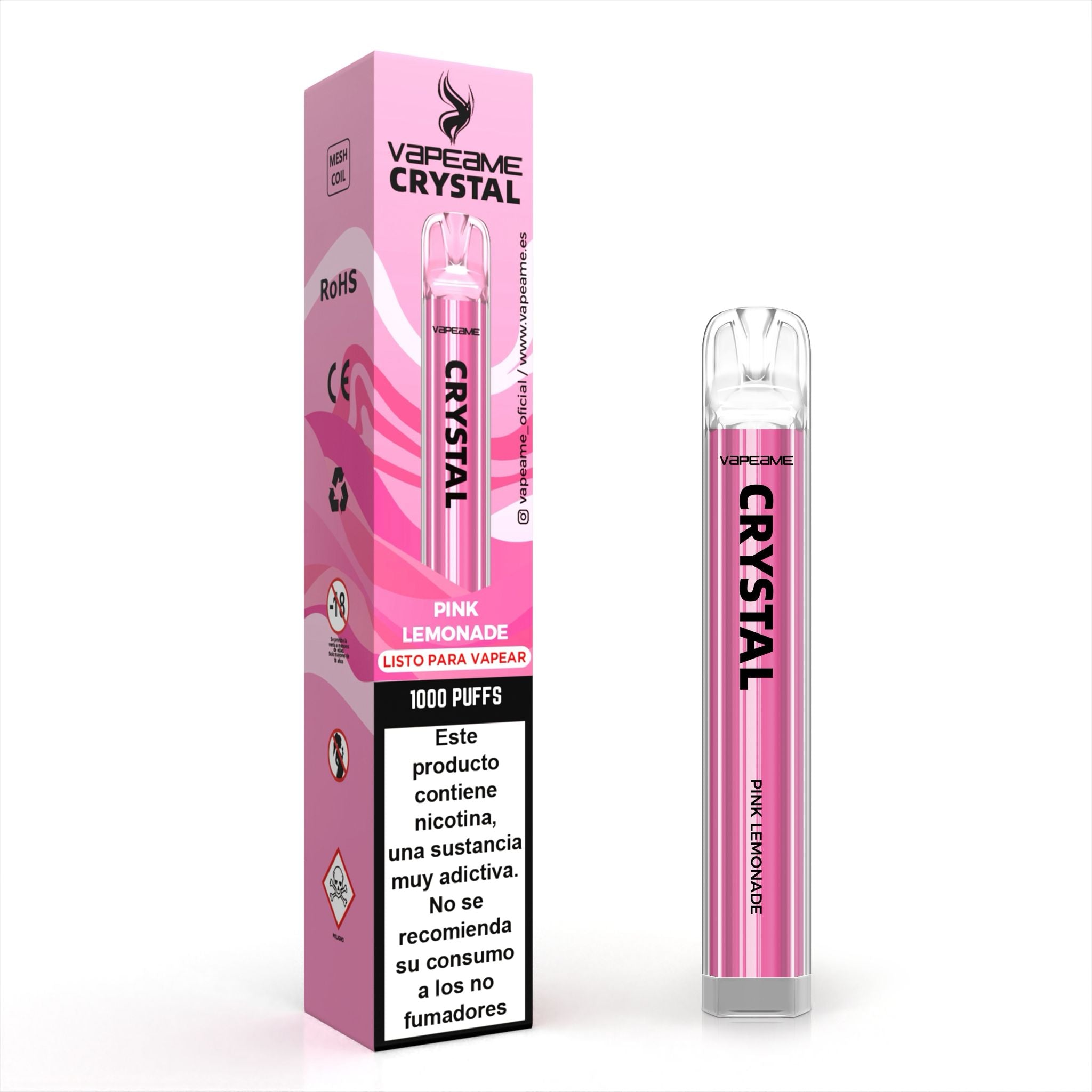 Comprar vaper desechable Crystal sabor Pink Lemonade con 1000 caladas en vapeame con envío en 24h