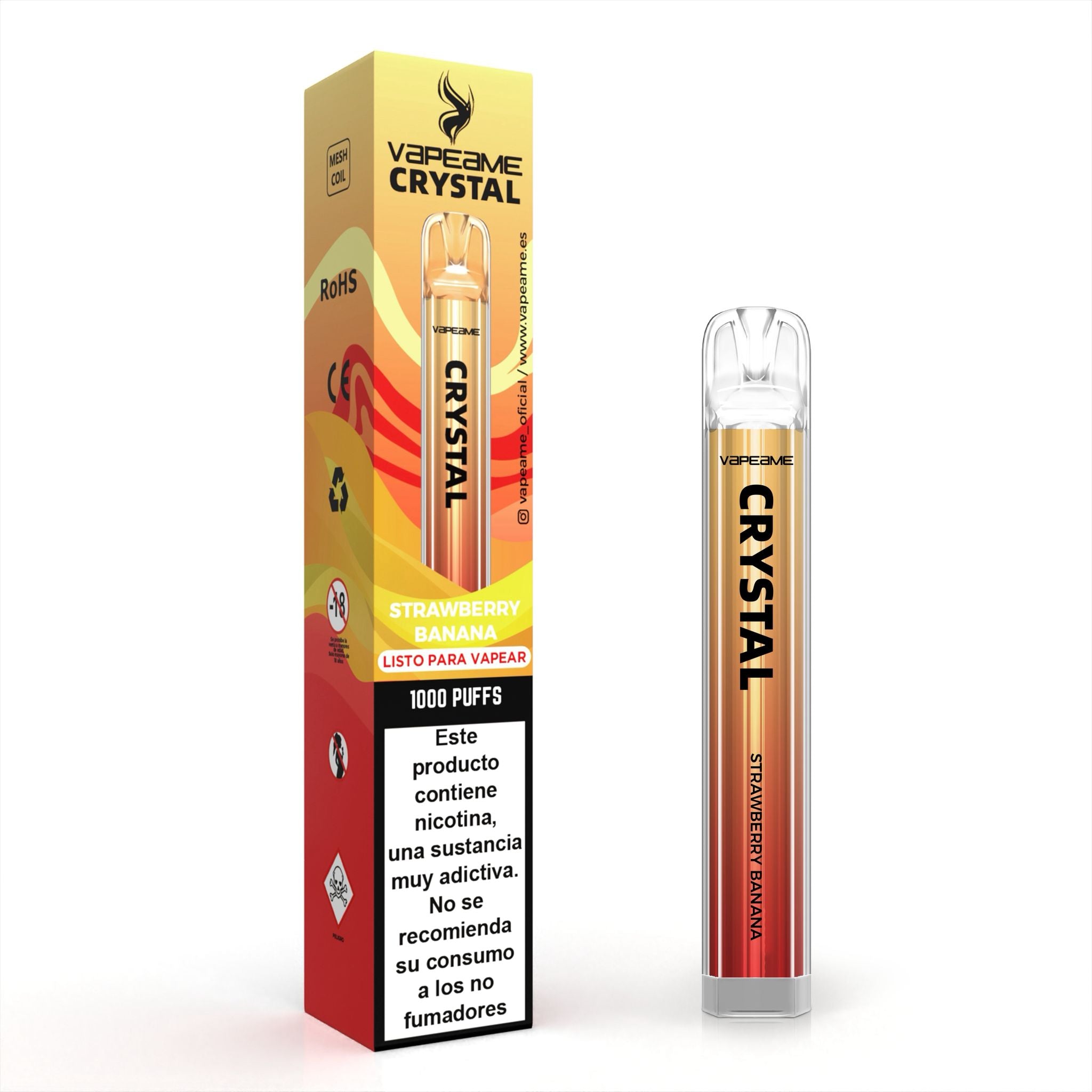 Comprar vaper desechable Crystal sabor Strawberry Banana con 1000 caladas en vapeame con envío en 24h
