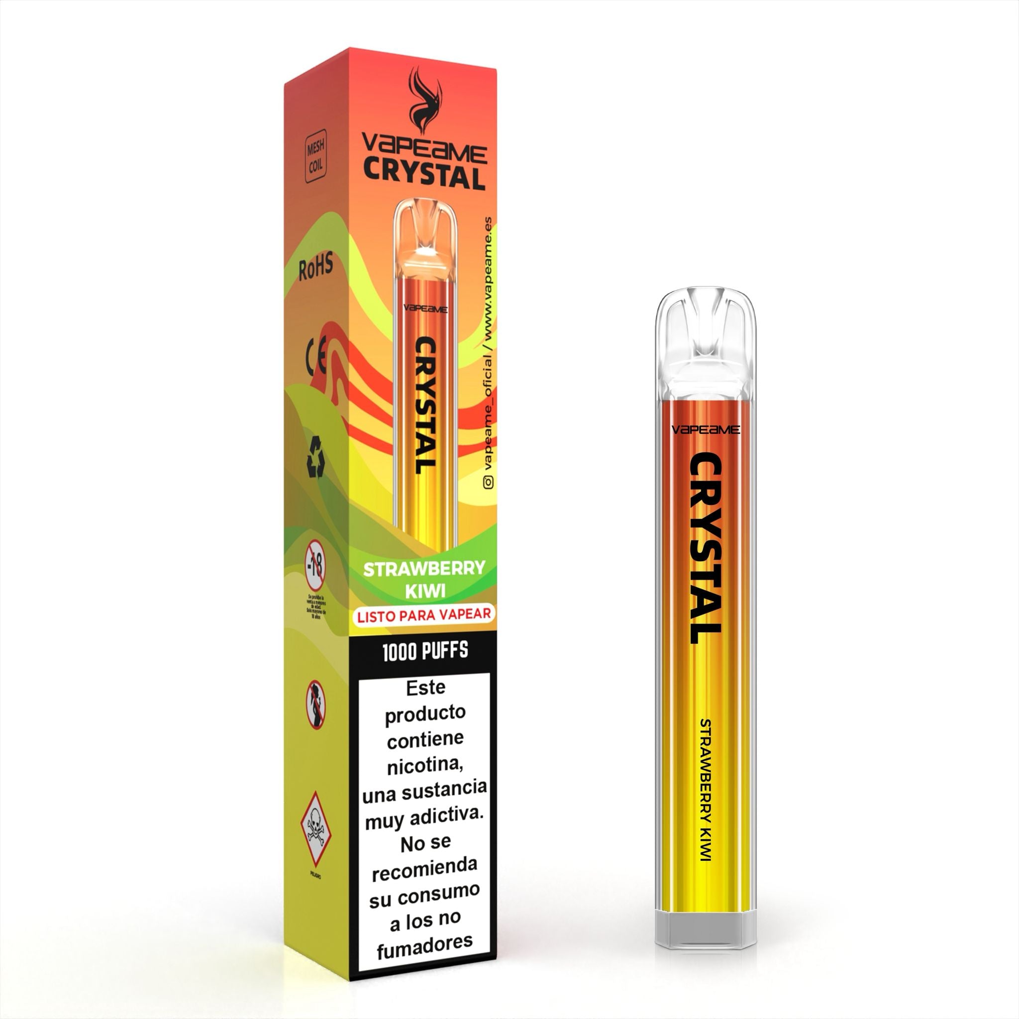 Comprar vaper desechable Crystal sabor Strawberry Kiwi con 1000 caladas en vapeame con envío en 24h